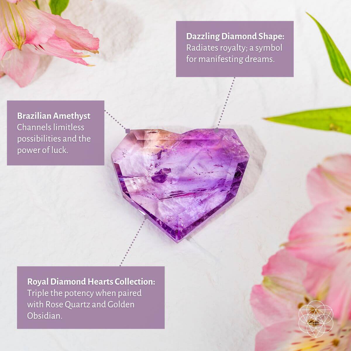 Royal Diamond Heart - Brazilian Amethyst for Manifestation by Conscious Items at Shirley Shoppe