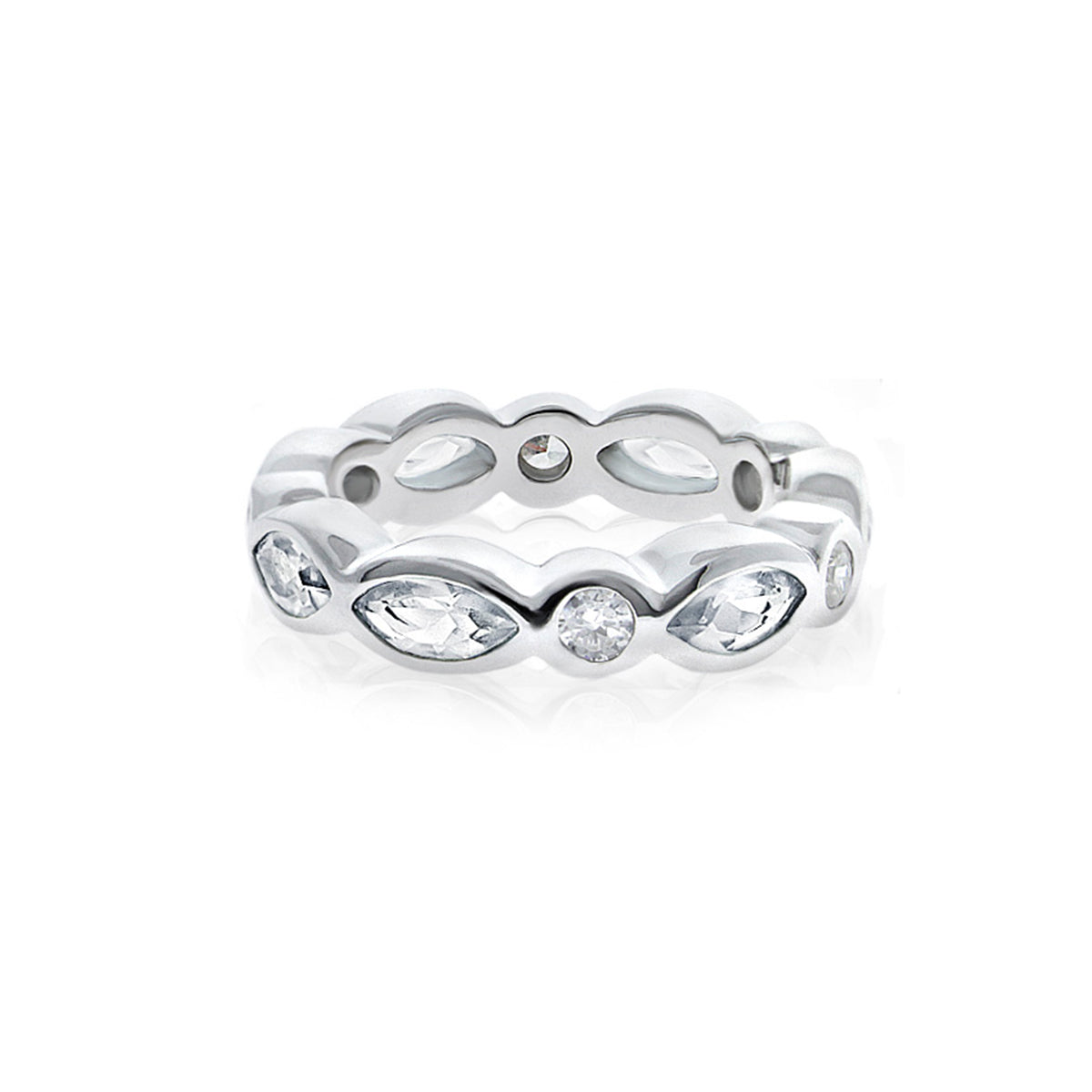 925 Eternity Band — Marquise & Round Bezel