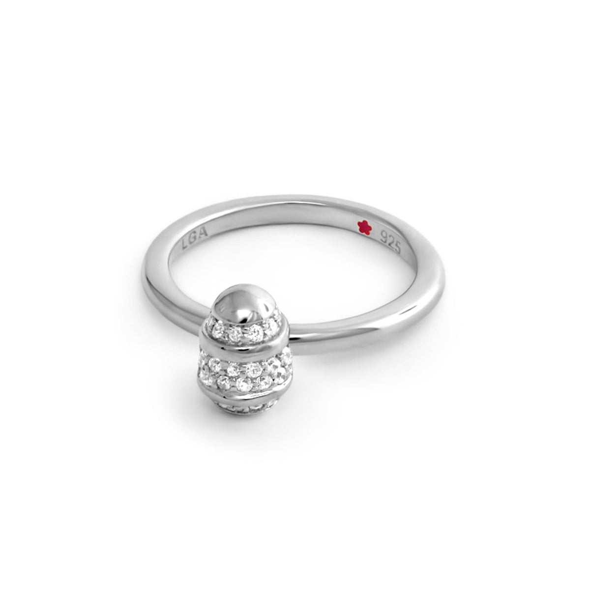 Layers of Love Stackable Ring — Ribbed Pavé Bead
