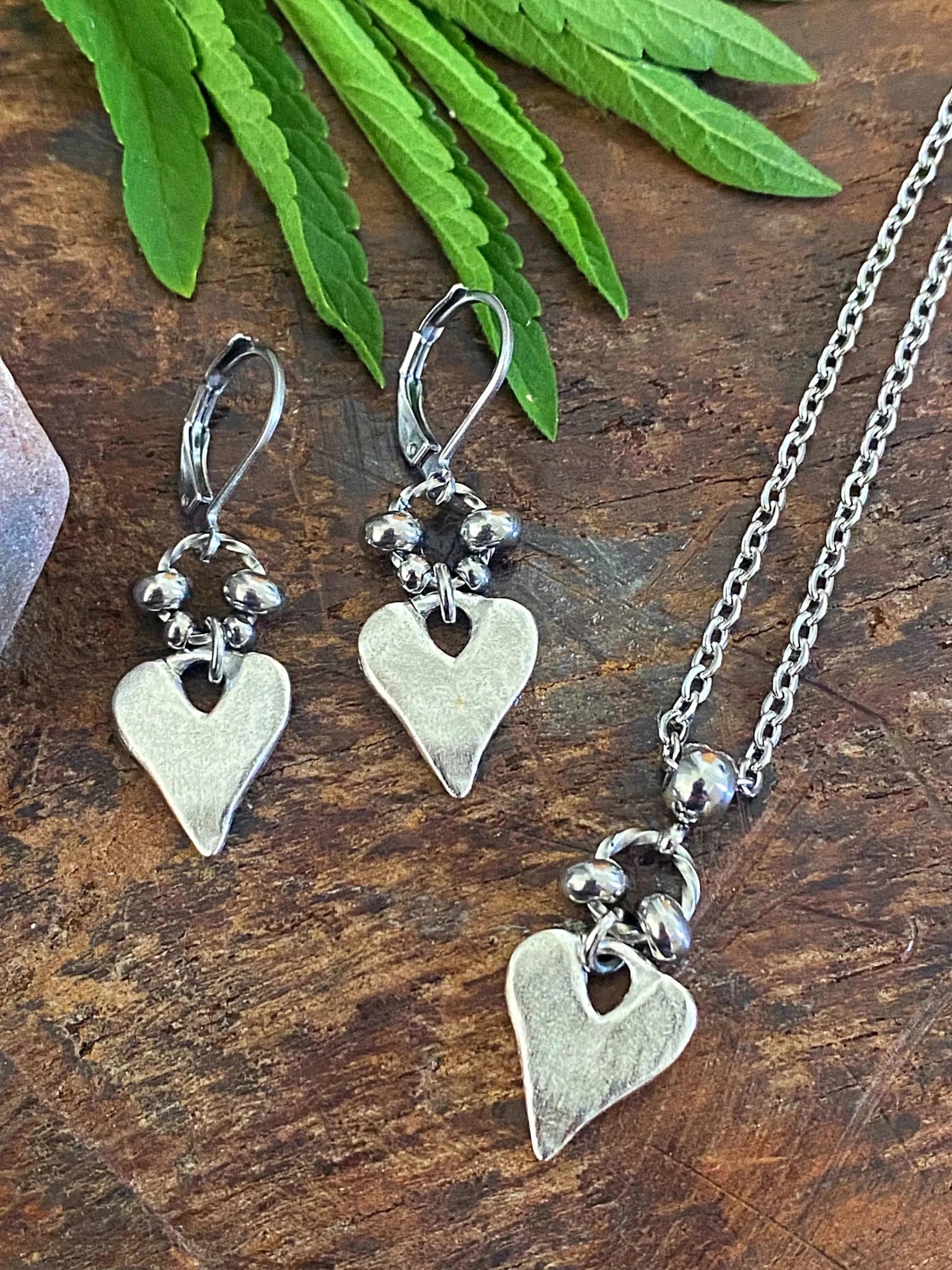 RUSTIC HEART EARRINGS by Bellaforma Jewelry at Shirley Shoppe