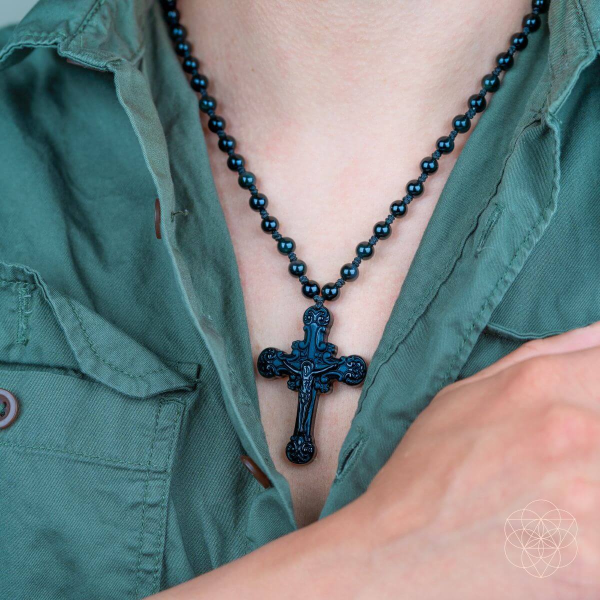 Sacred Armor: Black Obsidian Cross of Faith & Protection by Conscious Items at Shirley Shoppe