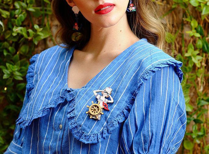 Sailor Pin Up Brooch by Laliblue by Quirks! at Shirley Shoppe