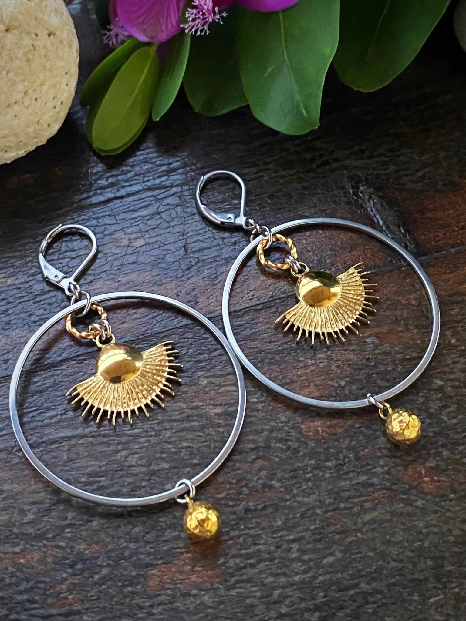 SAMALA SUN HOOPS by Bellaforma Jewelry at Shirley Shoppe