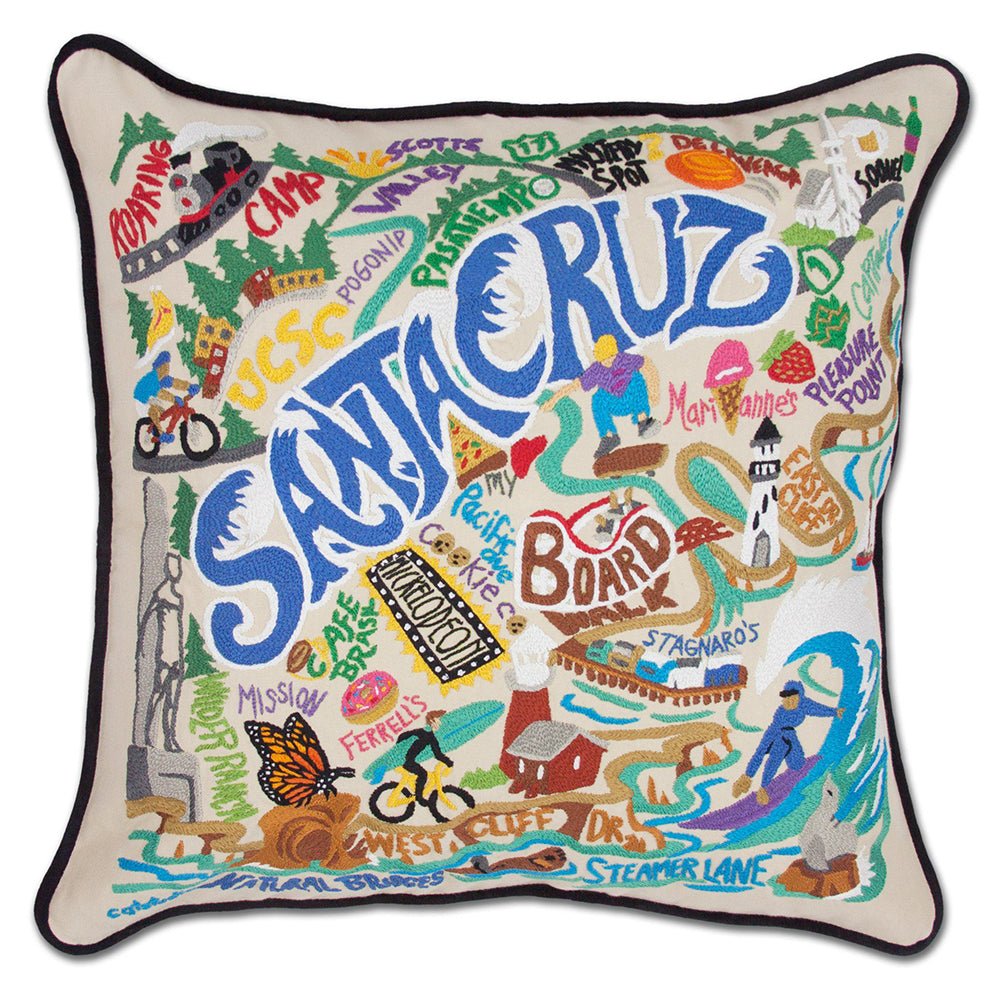 Santa Cruz Hand - Embroidered Pillow by Quirks! at Shirley Shoppe