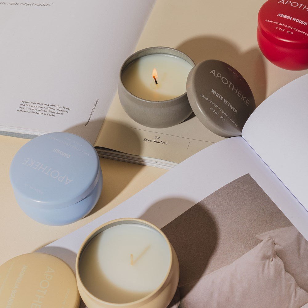 Santal Rock Rose Mini Candle Tin by APOTHEKE at Shirley Shoppe