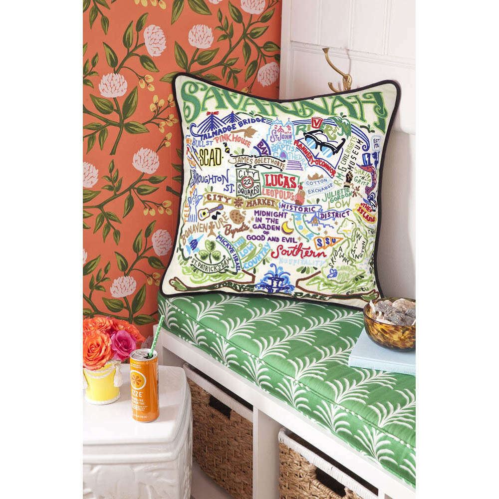 Savannah Hand-Embroidered Pillow by CatStudio