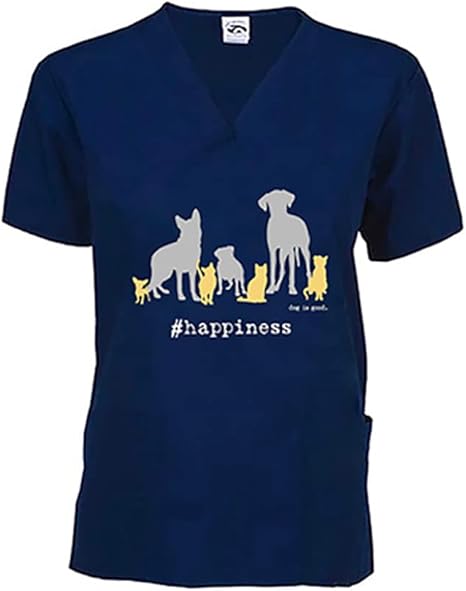 Scrub Top: Happiness (Navy) by Dog is Good at Shirley Shoppe