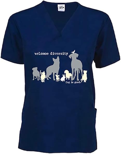Scrub Top: Welcome Diversity (Navy) by Dog is Good at Shirley Shoppe