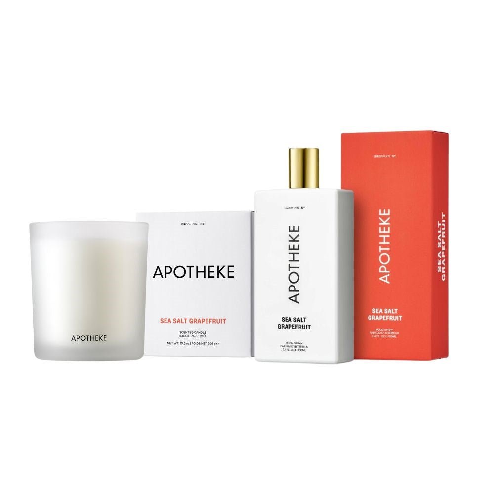 Sea Salt Grapefruit Room Spray and Classic Candle Duo by APOTHEKE at Shirley Shoppe