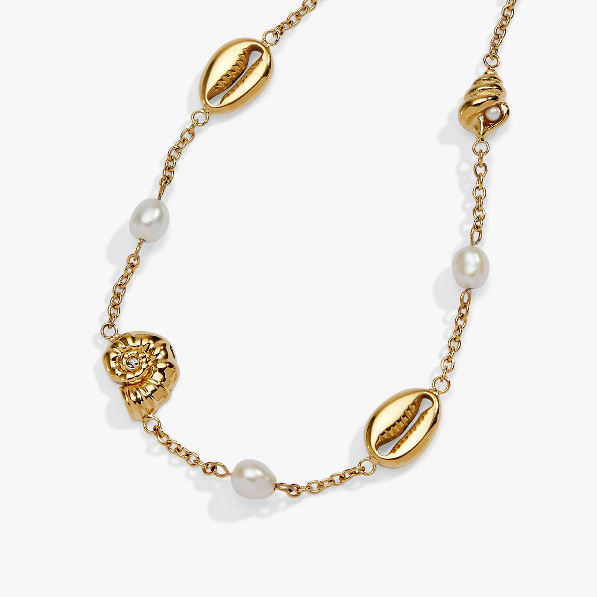 Seashell & Pearl Inline Charm Anklet by ALEX AND ANI at Shirley Shoppe