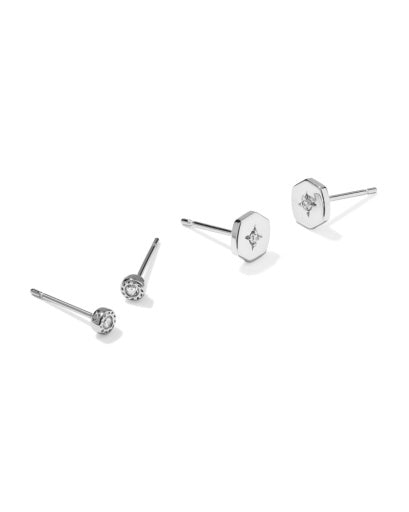 Kendra Scott Arlene Stud Earring Set in Silver White CZ
