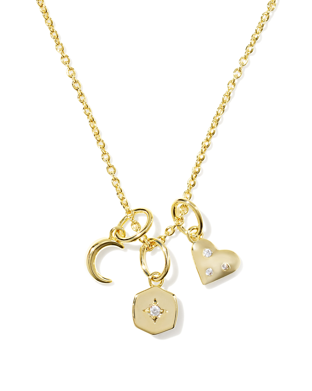 Kendra Scott Arlene Charm Necklace in Gold White CZ