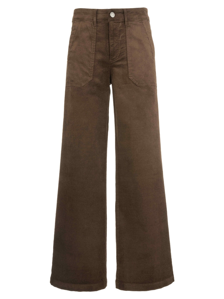 Jodi Velveteen High Rise Wide Straight Leg in Chocolate