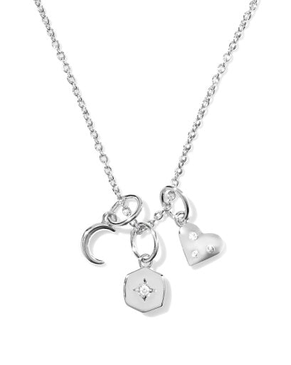 Kendra Scott Arlene Charm Necklace in Silver White CZ
