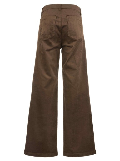 Jodi Velveteen High Rise Wide Straight Leg in Chocolate