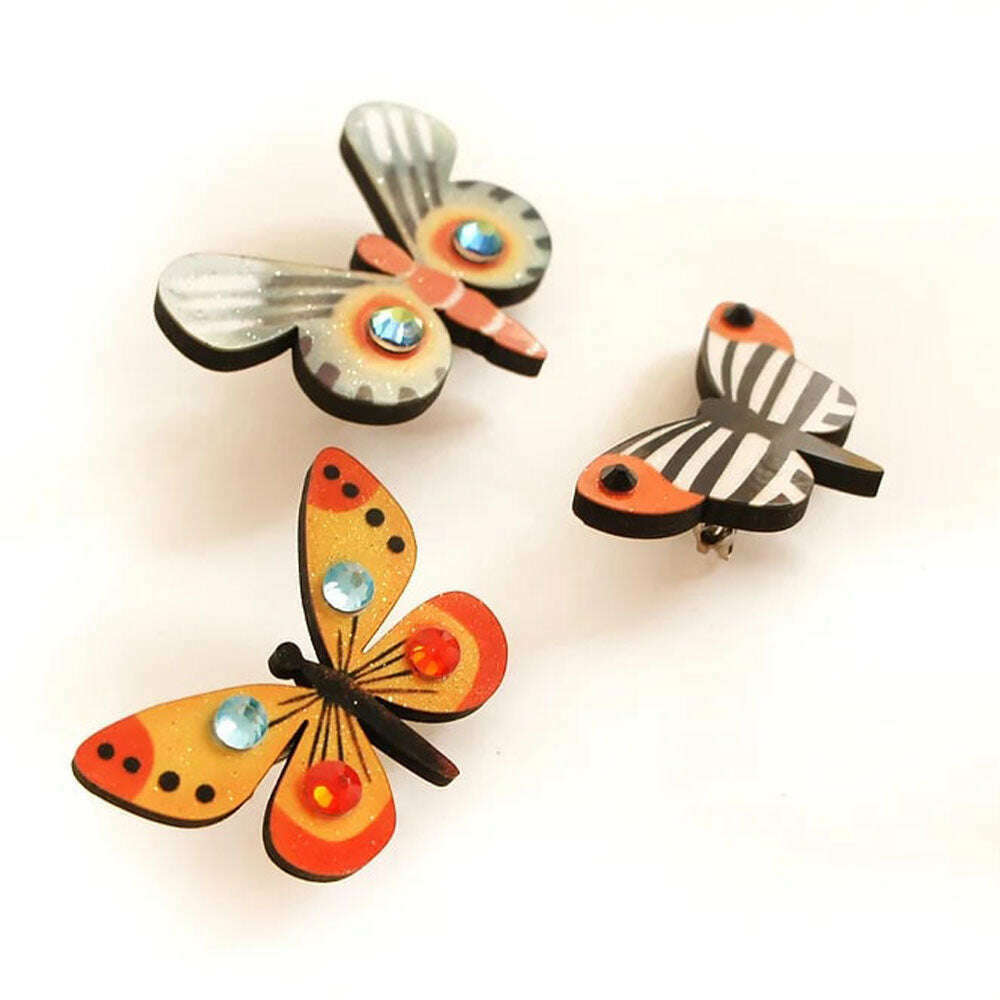 Set of 3 Butterfly Brooches by Laliblue