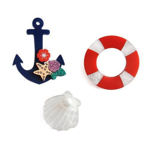 Set of 3 Nautical Brooches by Laliblue by Quirks! at Shirley Shoppe