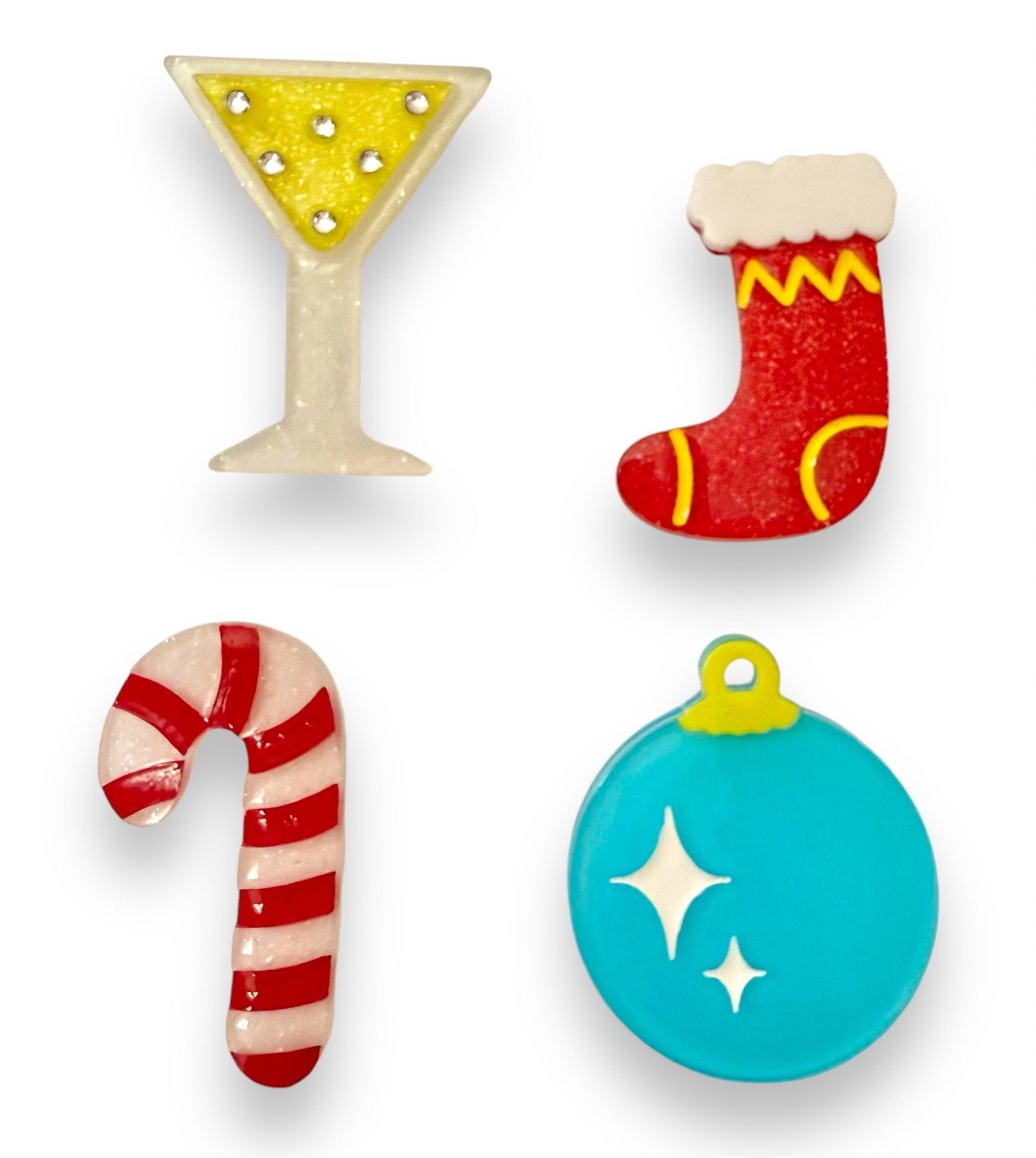 Set of 4 Christmas Mini Brooches by Lipstick & Chrome by Quirks! at Shirley Shoppe