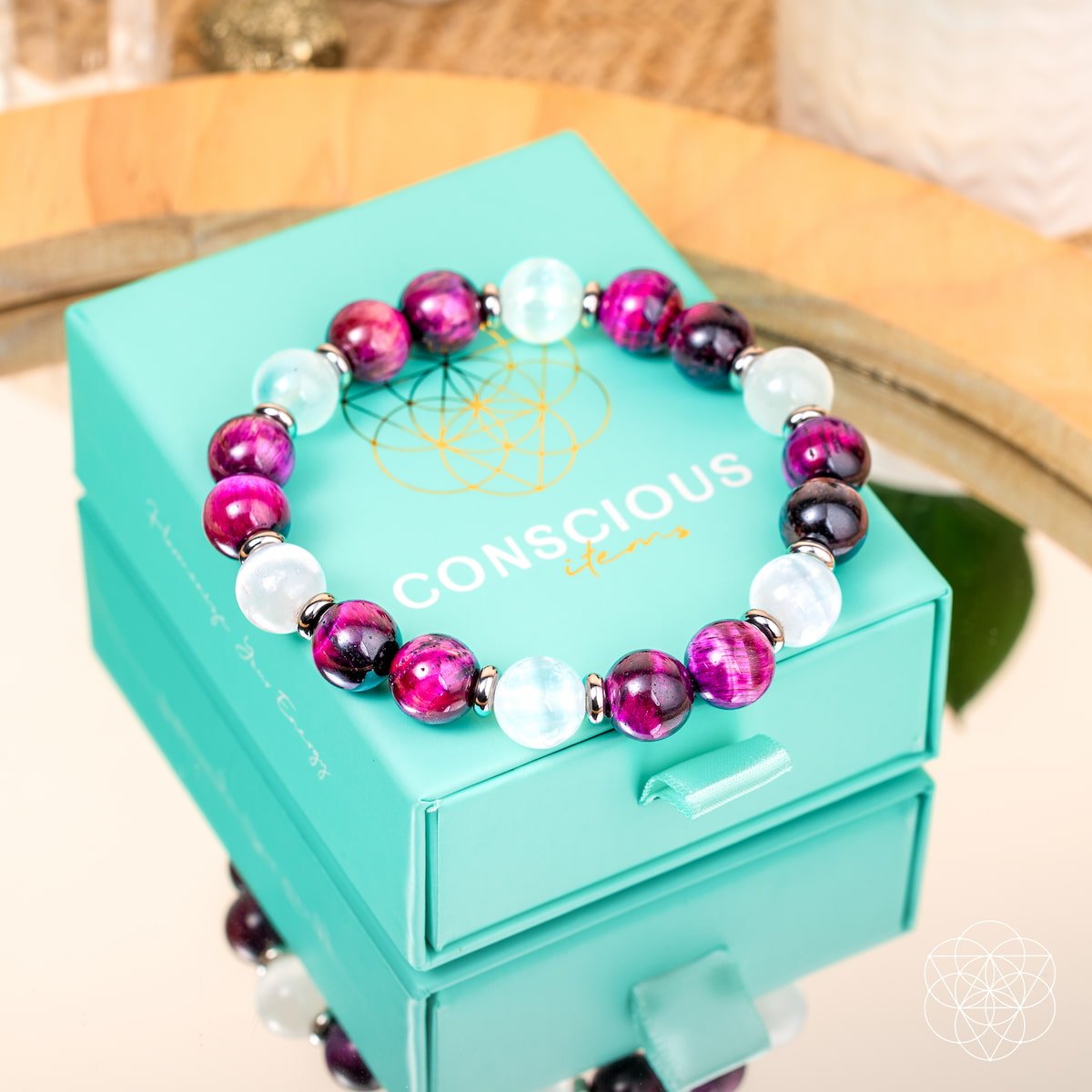 Shape Your Future – Pink Galaxy Tiger’s Eye Bracelet by Conscious Items at Shirley Shoppe