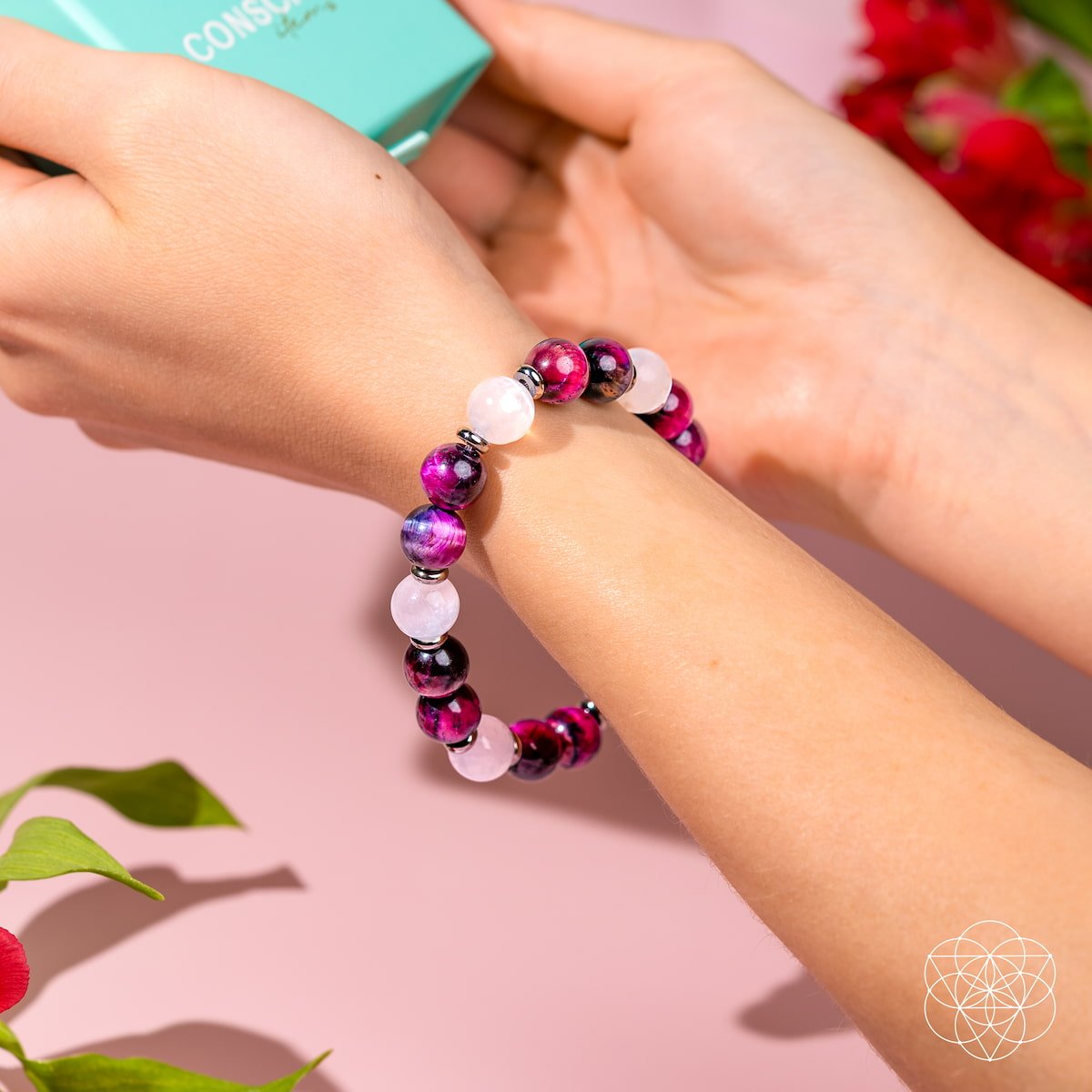 Shape Your Future – Pink Galaxy Tiger’s Eye Bracelet by Conscious Items at Shirley Shoppe