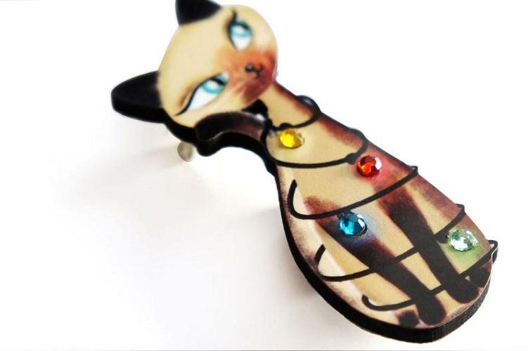 Siamese Cat with Christmas Lights Brooch by Laliblue by Quirks! at Shirley Shoppe