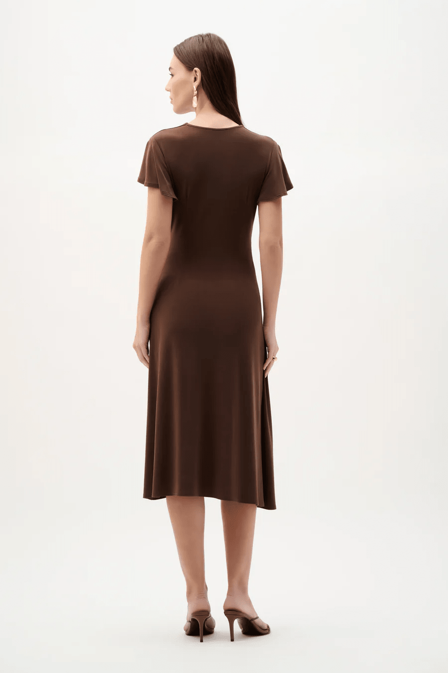 Silky Knit Wrap Dress With Ruffled Sleeves by Joseph Ribkoff at Shirley Shoppe