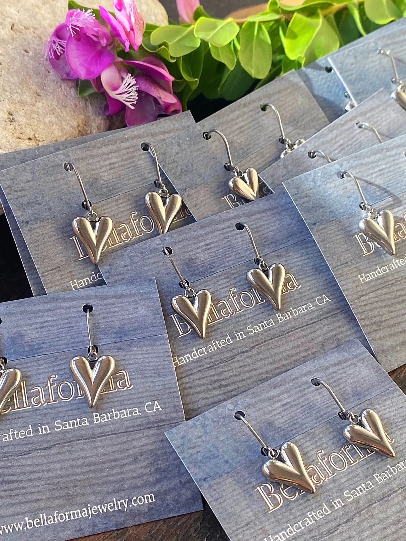 SILVER HEART EARRINGS by Bellaforma Jewelry at Shirley Shoppe
