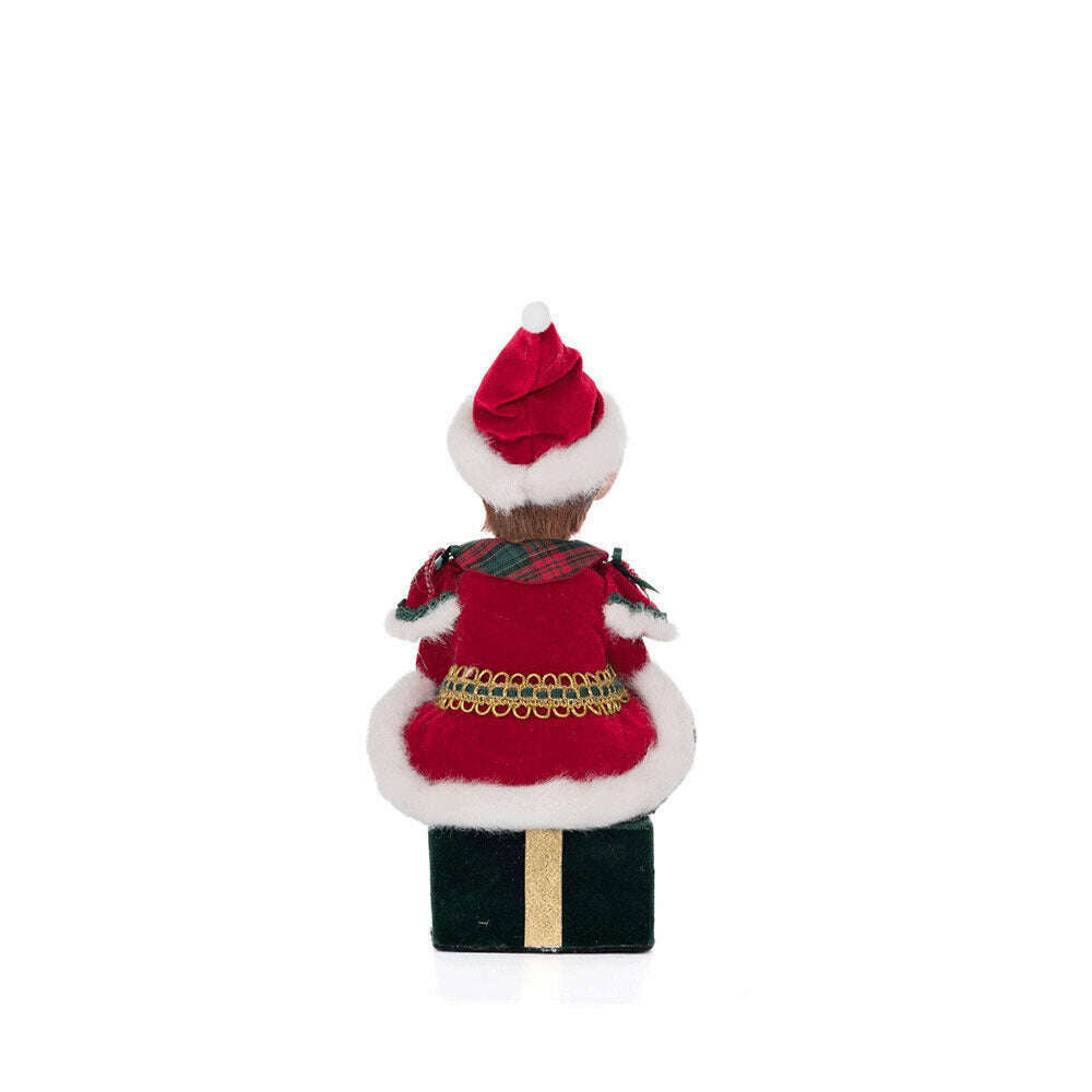 Sitting Elf With Giftbox Stocking Holder by Katherine's Collection