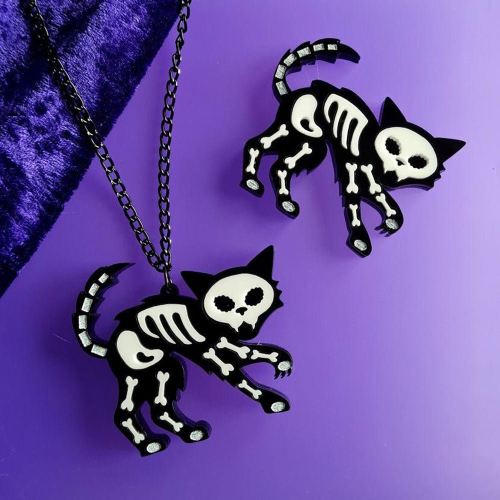 Skeleton Cat Brooch by Cherryloco Jewellery by Quirks! at Shirley Shoppe