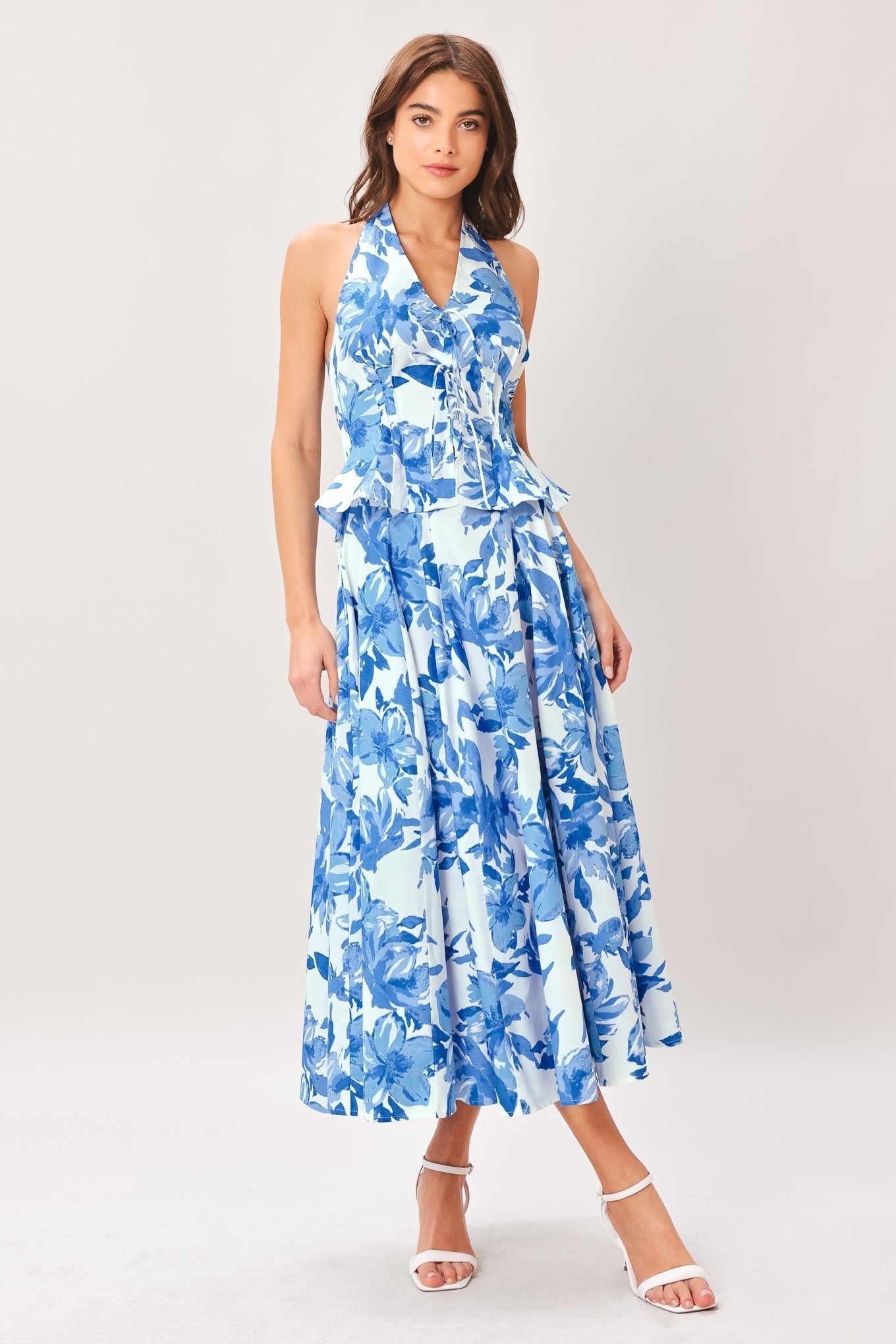 SKY BLOSSOM WOVEN FULL CIRCLE SKIRT by Flying Tomato at Shirley Shoppe
