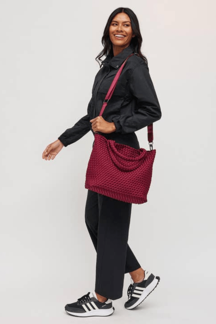 Sky's the Limit Medium Woven Neoprene Tote by Sol and Selene at Shirley Shoppe