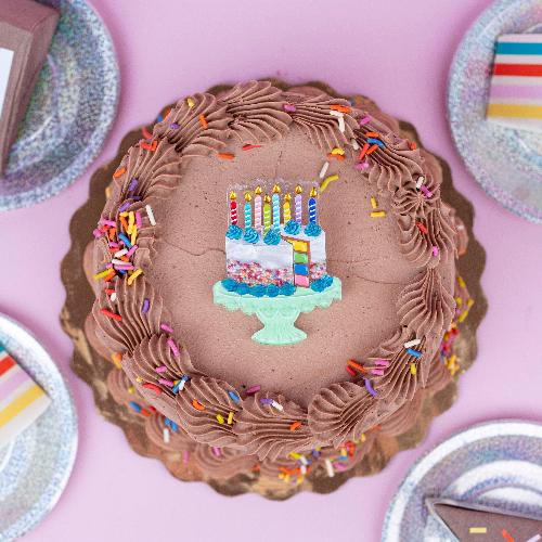 "Slice, Slice Baby" Birthday Cake Brooch by Lipstick & Chrome x Club Eggie — Vintage Birthday Acrylic Pin