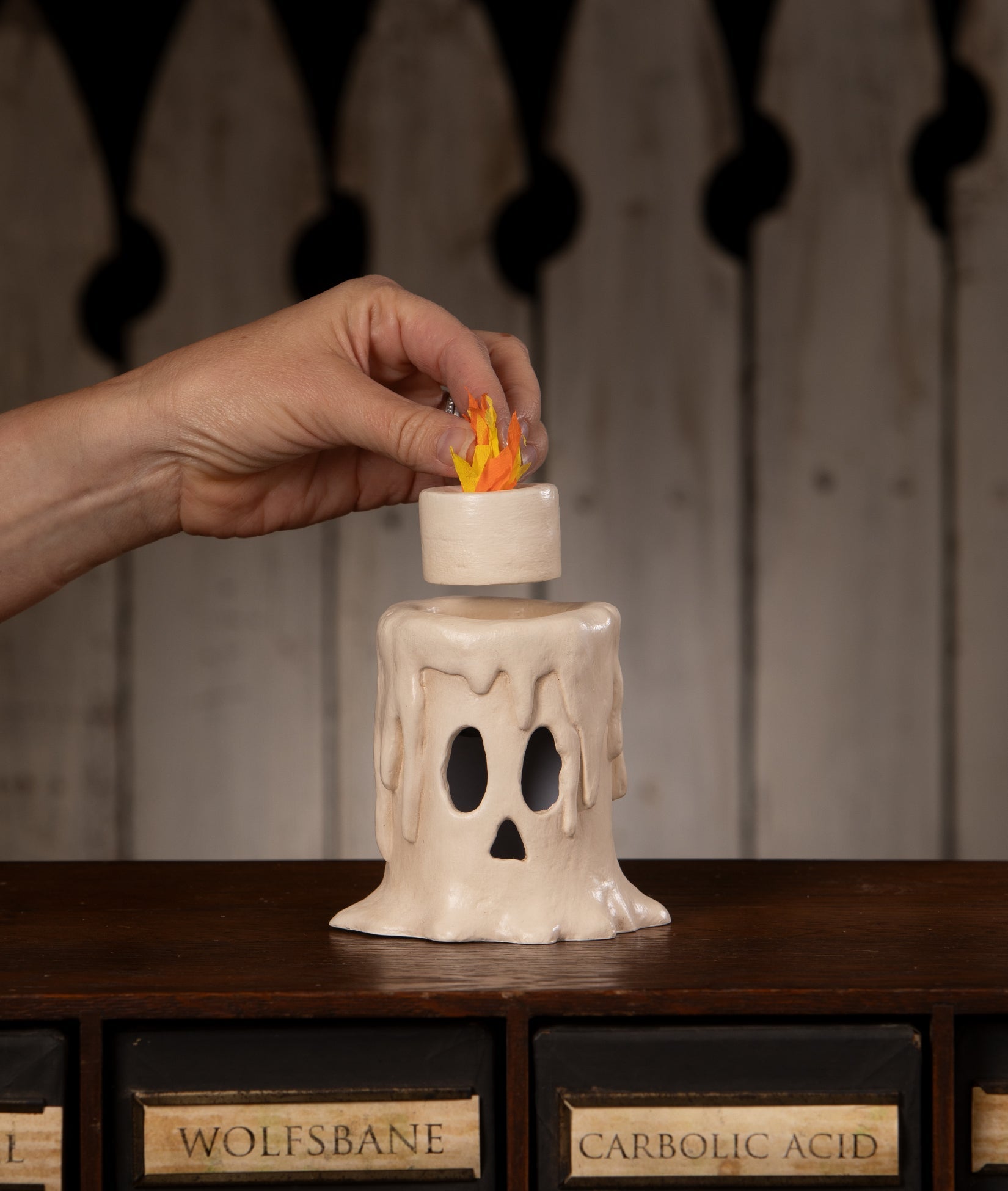 Small Flam'in Candle Luminary | Halloween Decor | Bethany Lowe by Quirks! at Shirley Shoppe