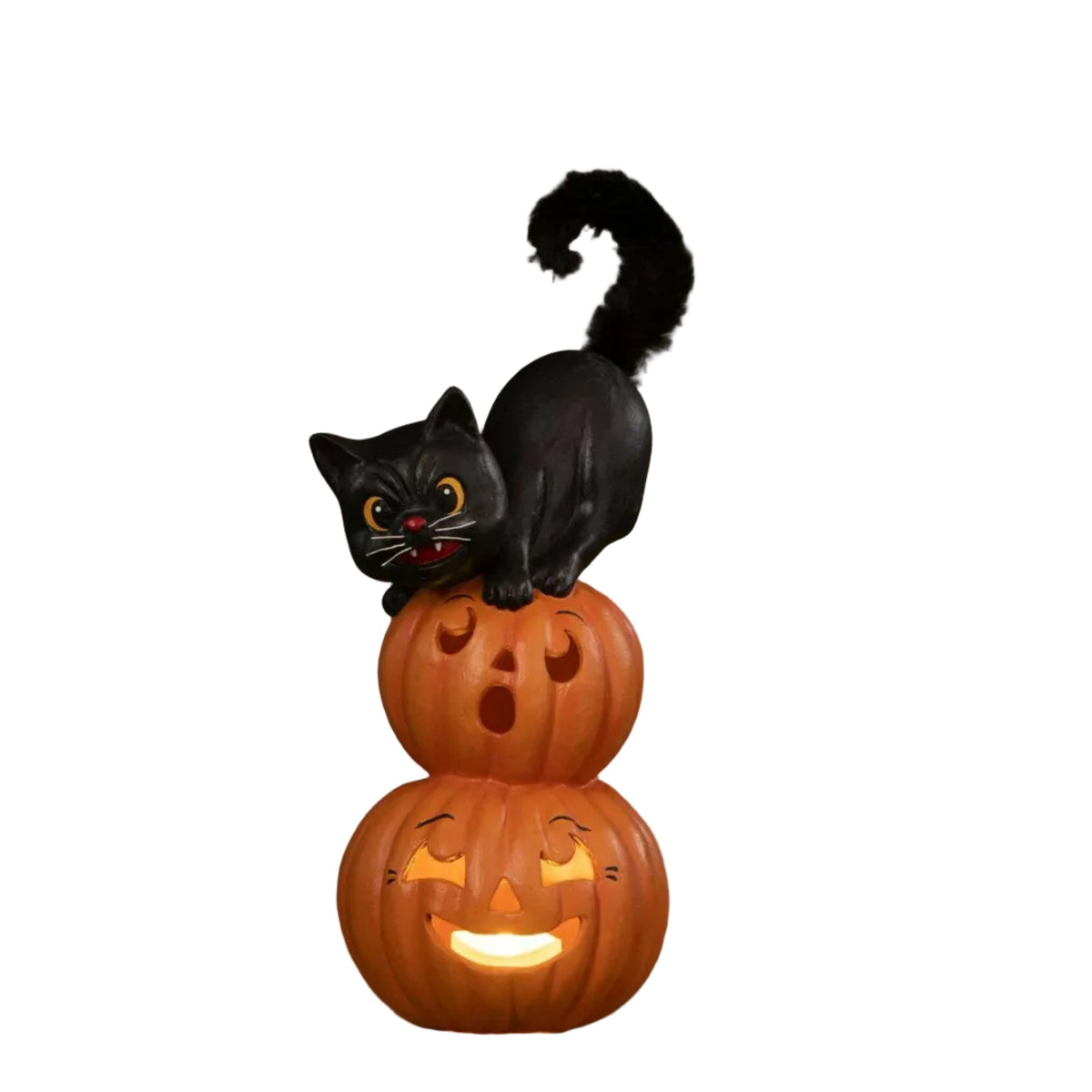 Small Pumpkin Stack Black Cat | Halloween Decor | Bethany Lowe