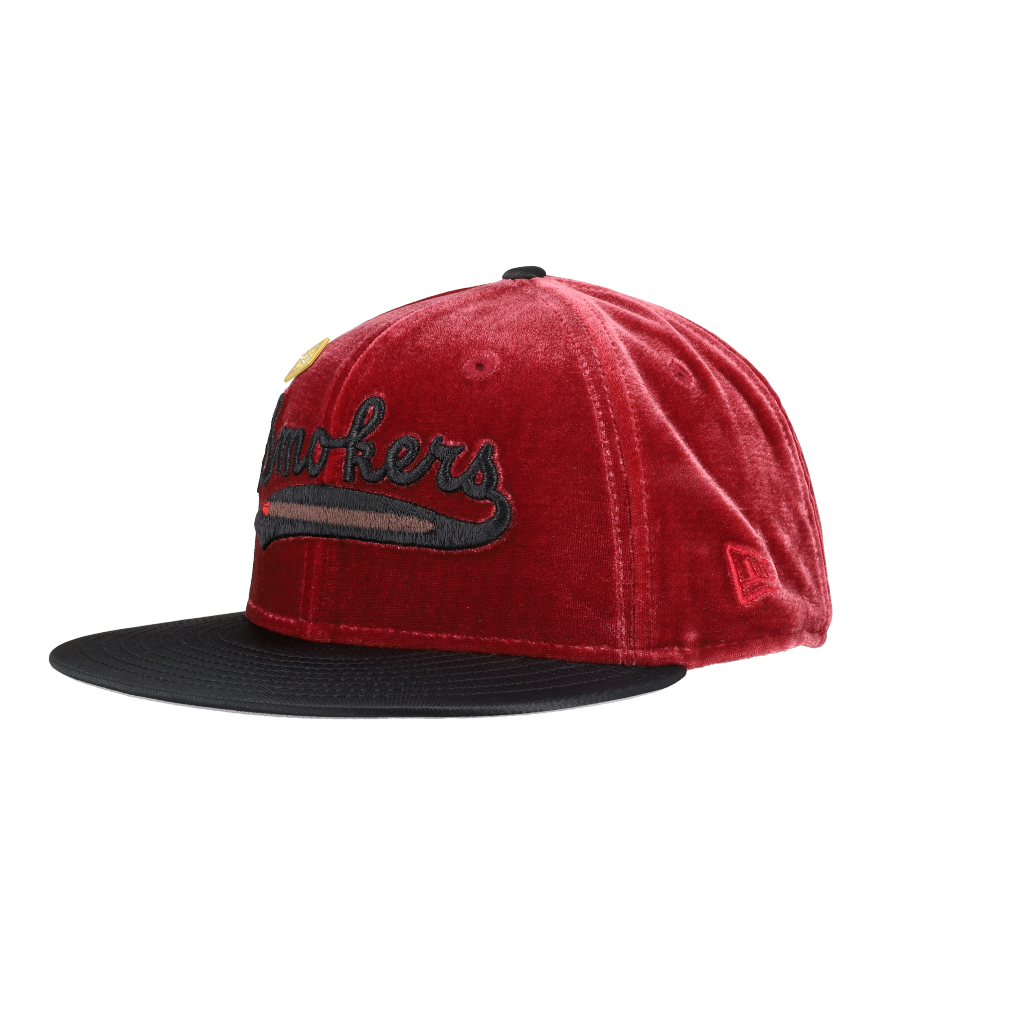 Tampa Smokers Velvet Cap Black Satin Visor NewEra 59Ffity Fitted Hat