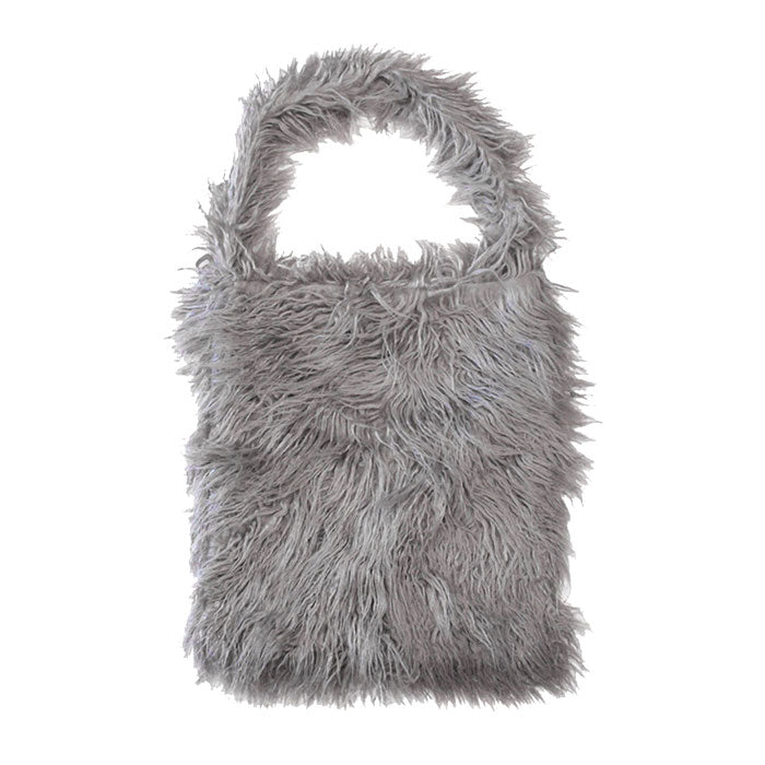Solid Color Faux Fur Fringe Shoulder Bag