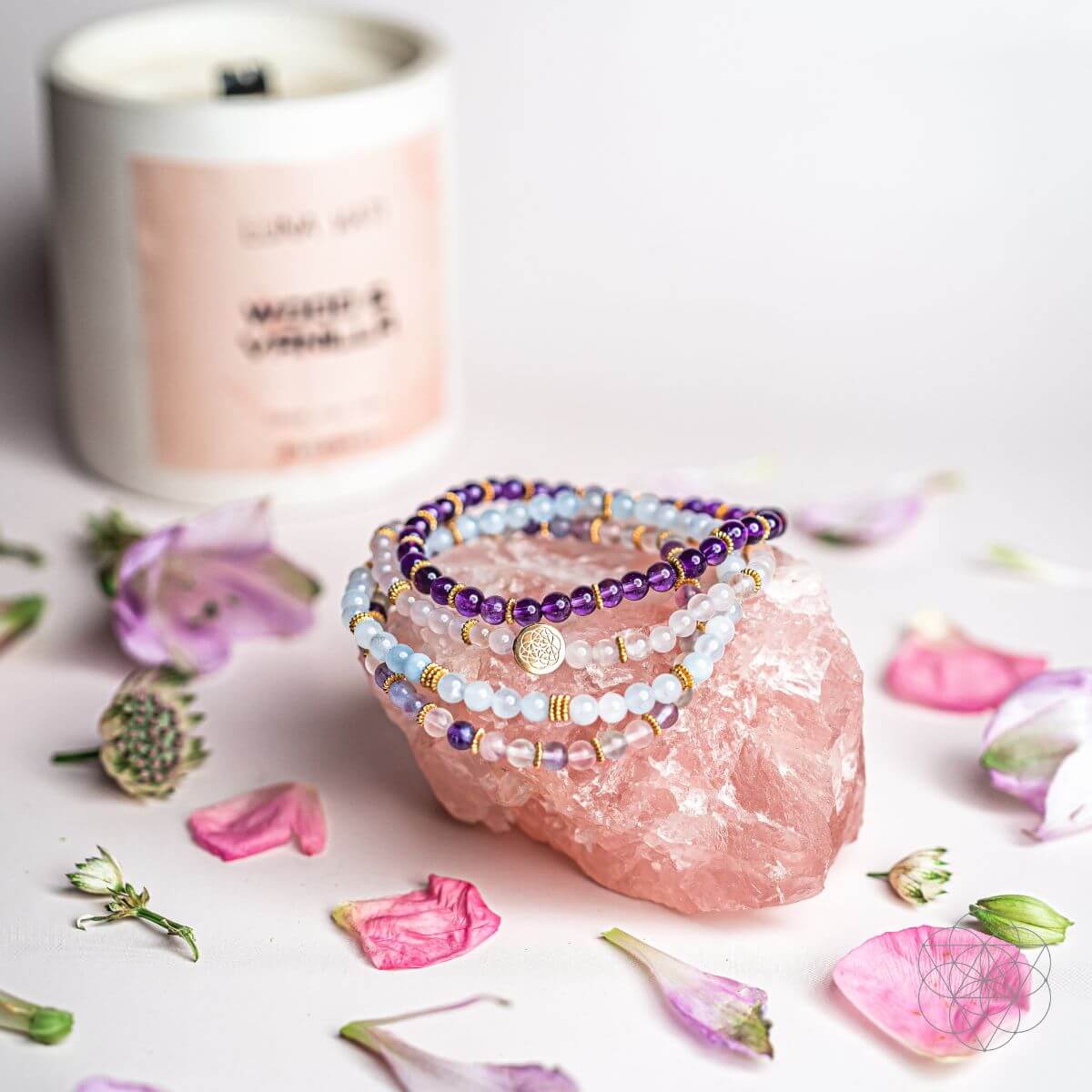 Clear Skies - Amethyst, Aquamarine, Rose Quartz & Fluorite Bracelet Pack of 4