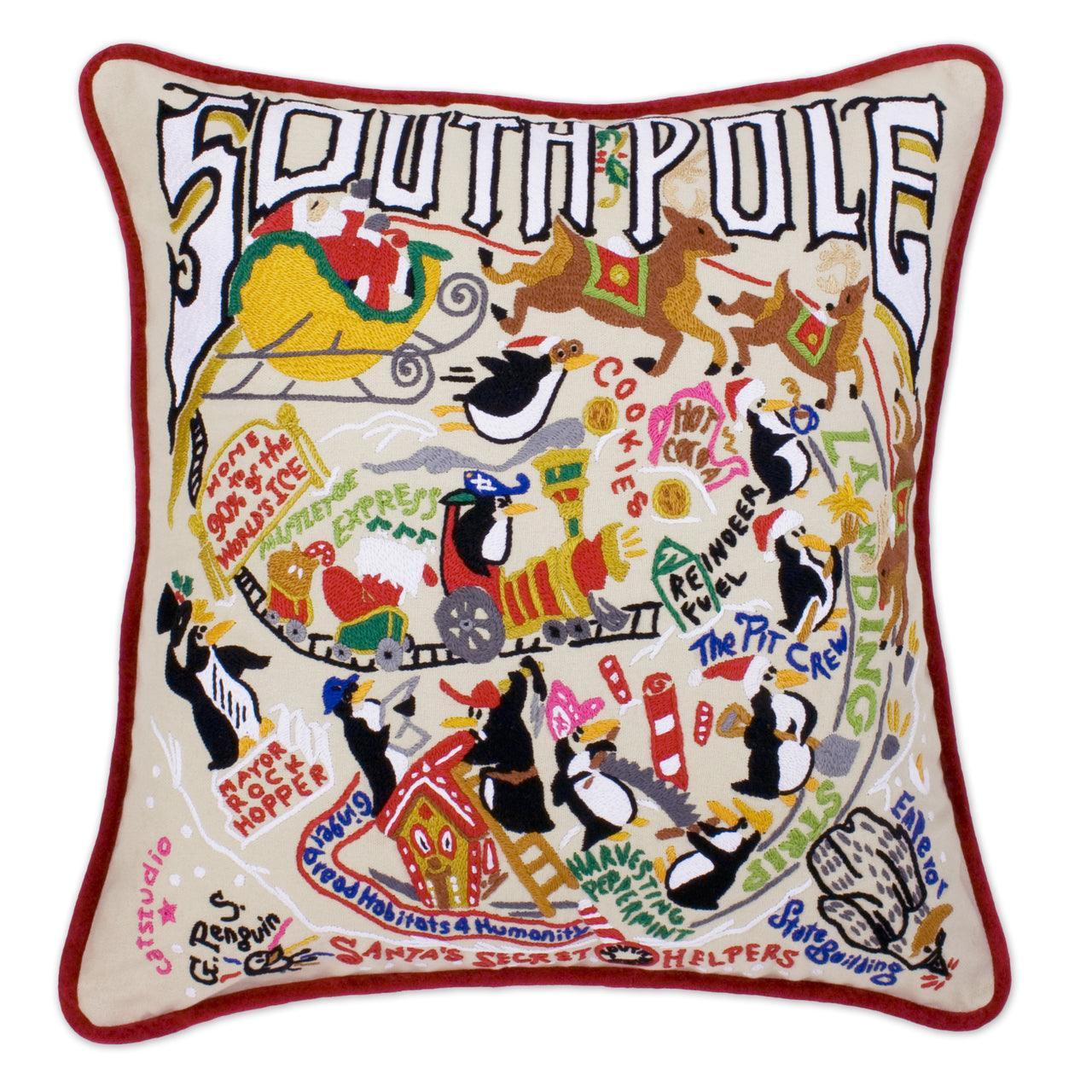 South Pole Christmas Hand - Embroidered Pillow by Quirks! at Shirley Shoppe