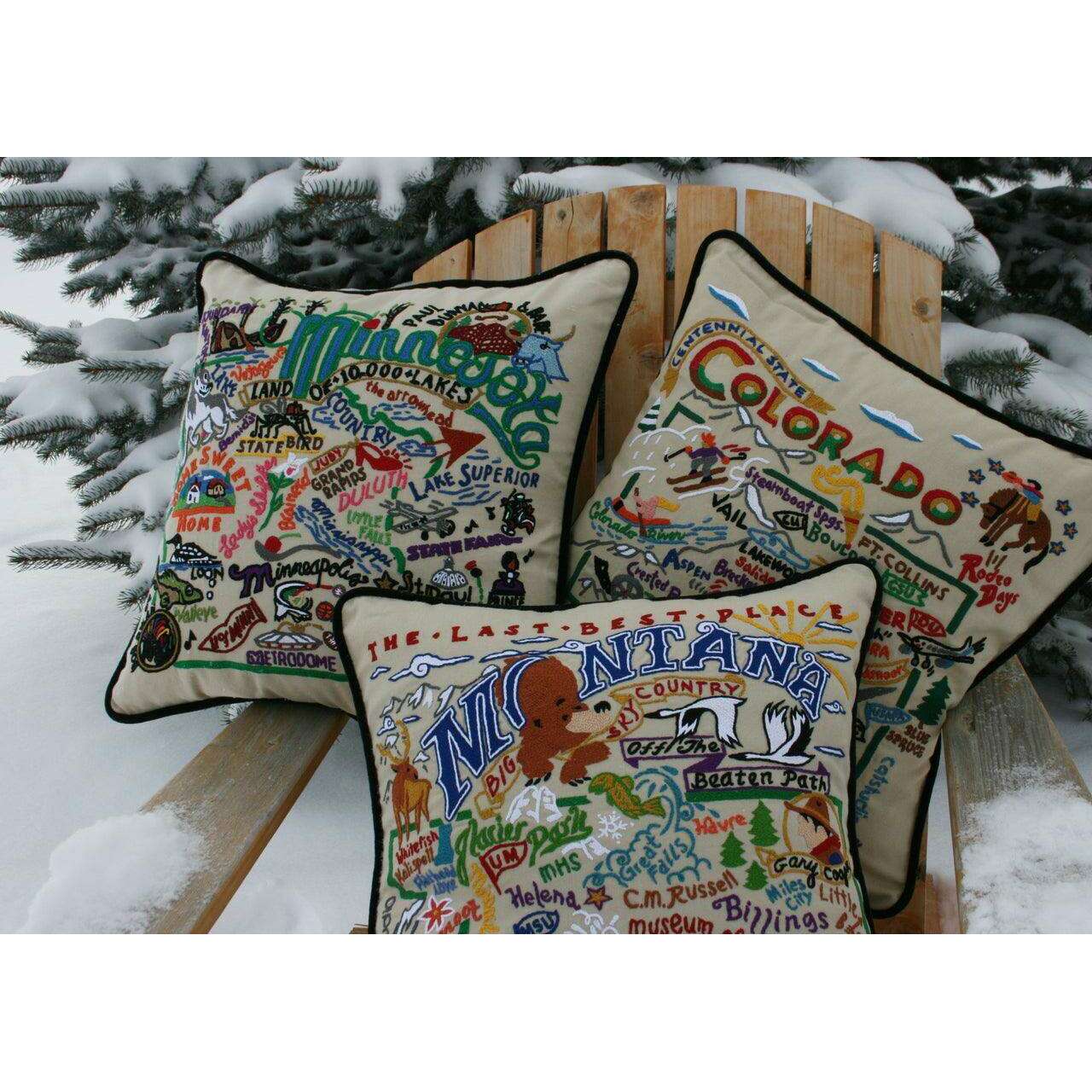 South Pole Christmas Hand-Embroidered Pillow