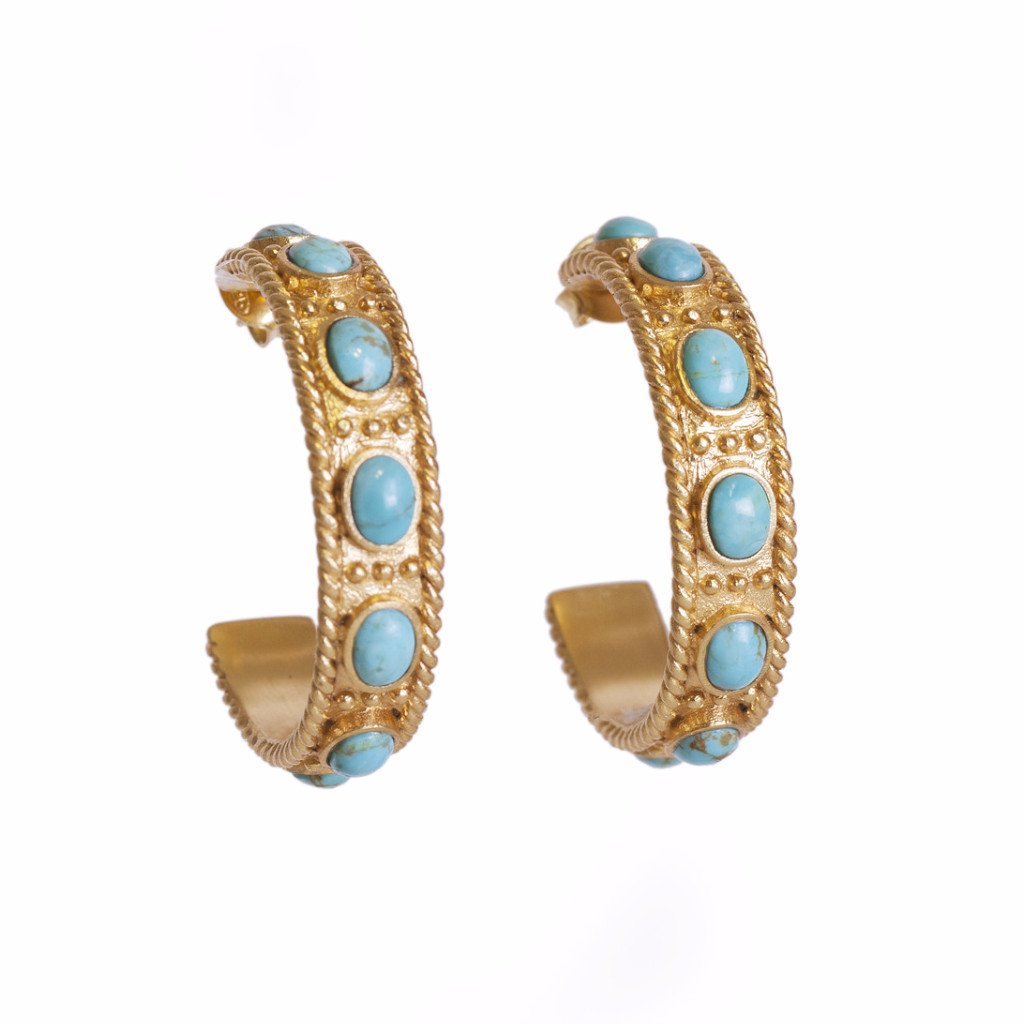 Southwestern Hoops - Turquoise by Christina Greene at Shirley Shoppe