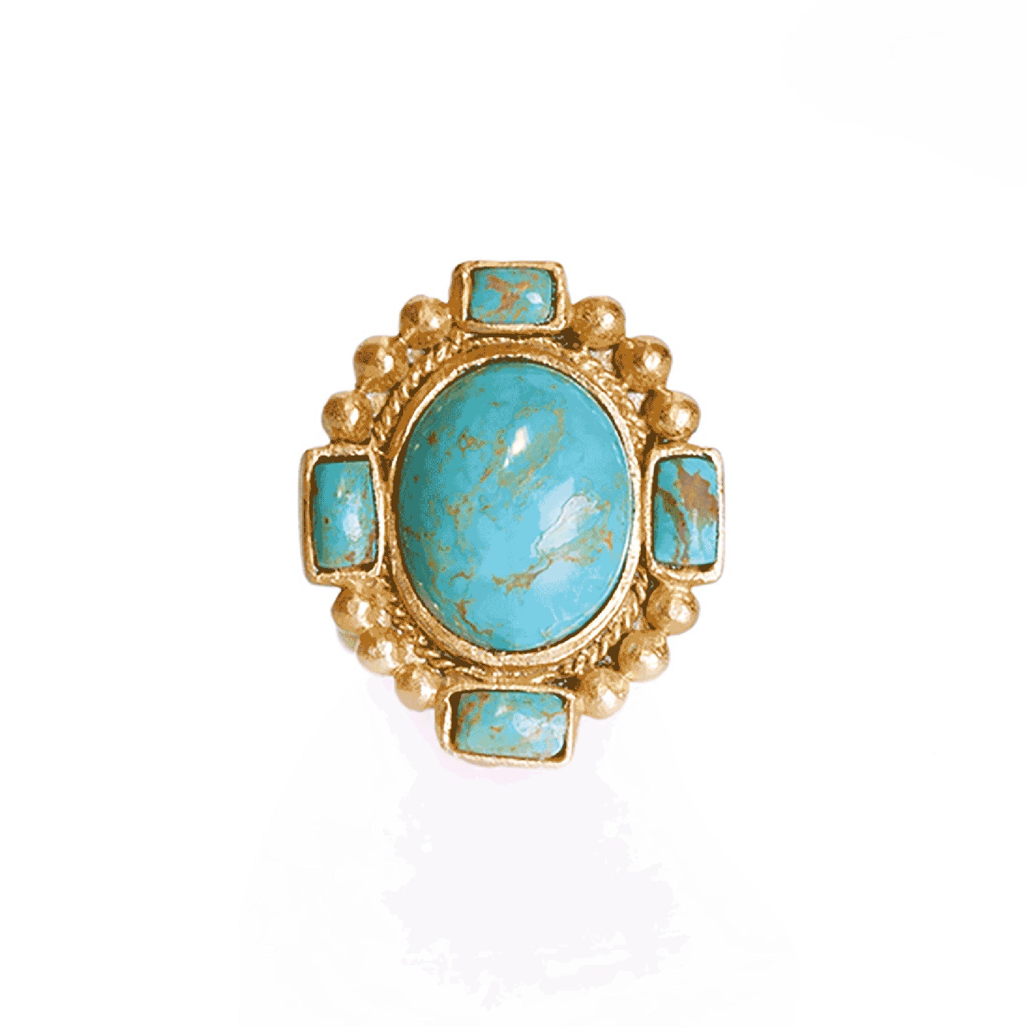 Southwestern Statement Ring - Turquoise by Christina Greene at Shirley Shoppe