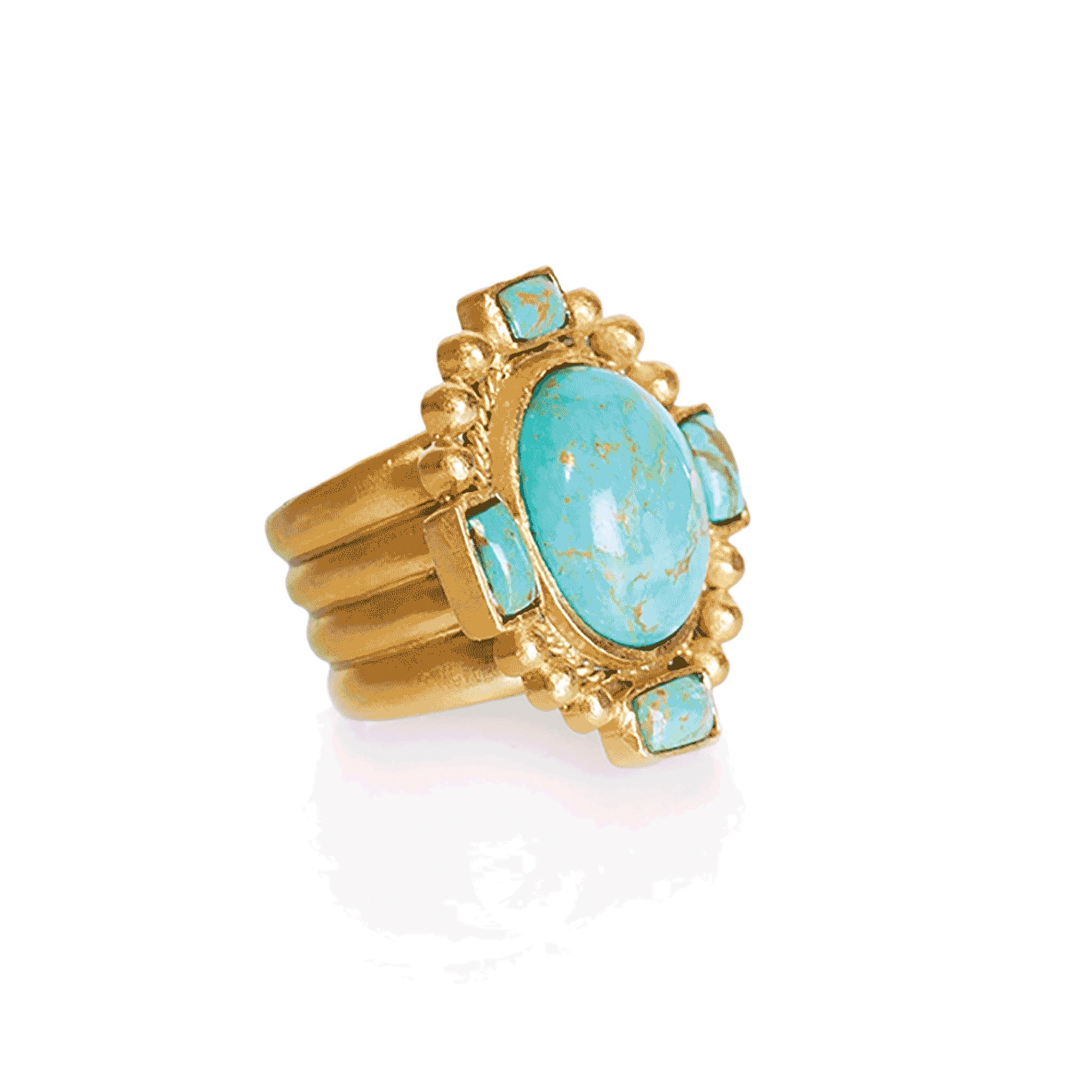 Southwestern Statement Ring - Turquoise by Christina Greene at Shirley Shoppe