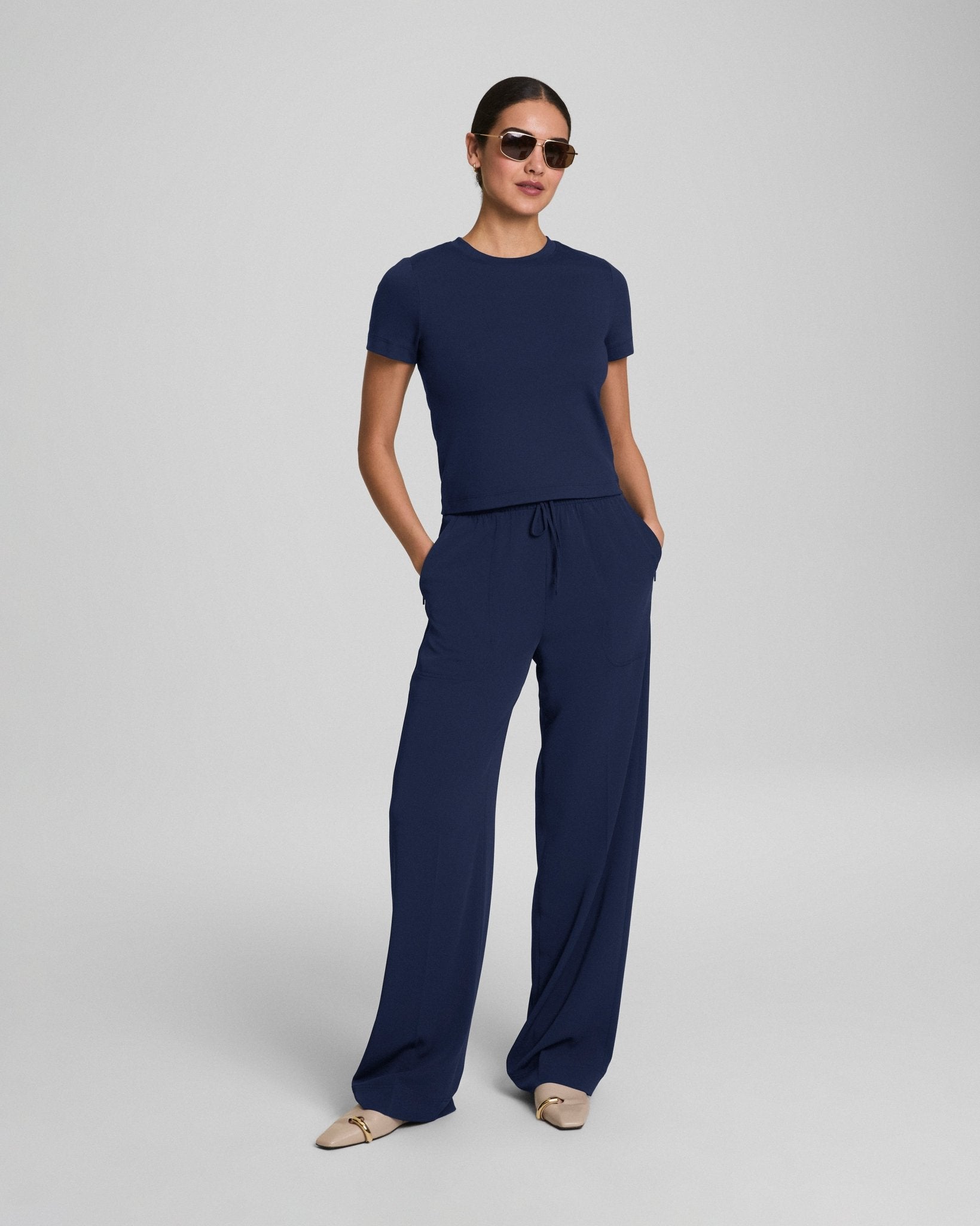 SPANX® CarryOn Wide Leg Pant | Timeless Navy by Spanx at Shirley Shoppe