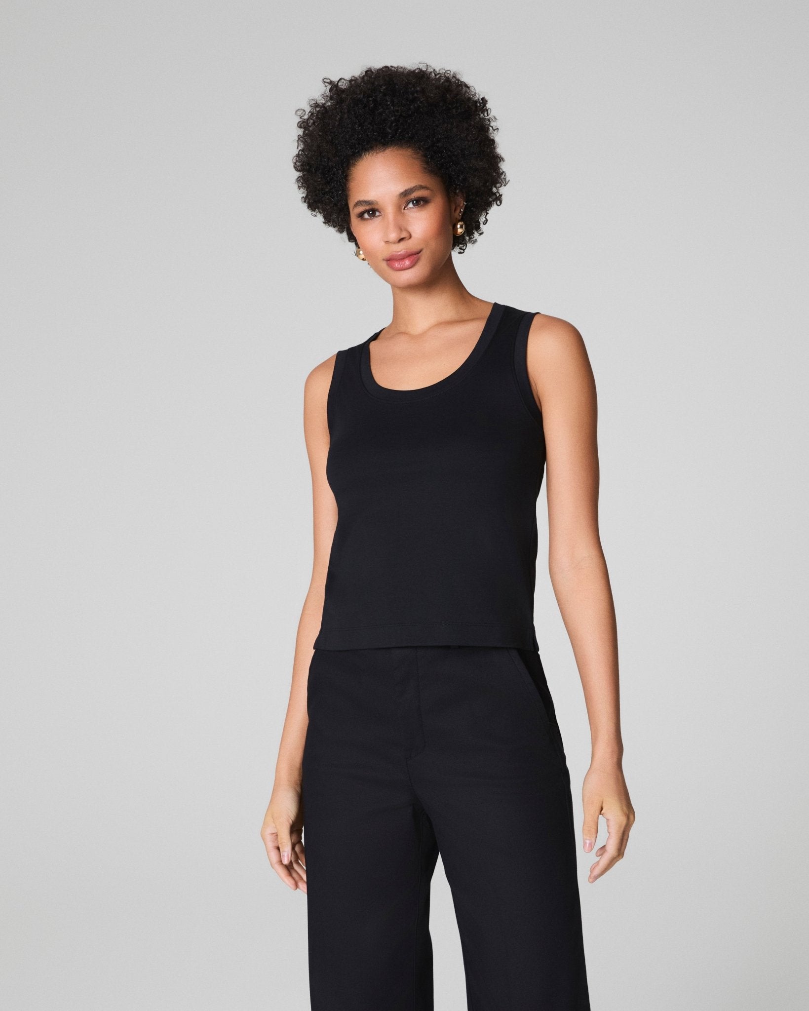 SPANX® Cotton Crewneck Tank | Classic Black by Spanx at Shirley Shoppe