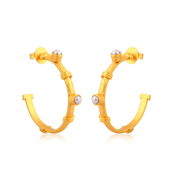 Sparkling Shore Hoop Earrings - Pearl by Christina Greene at Shirley Shoppe