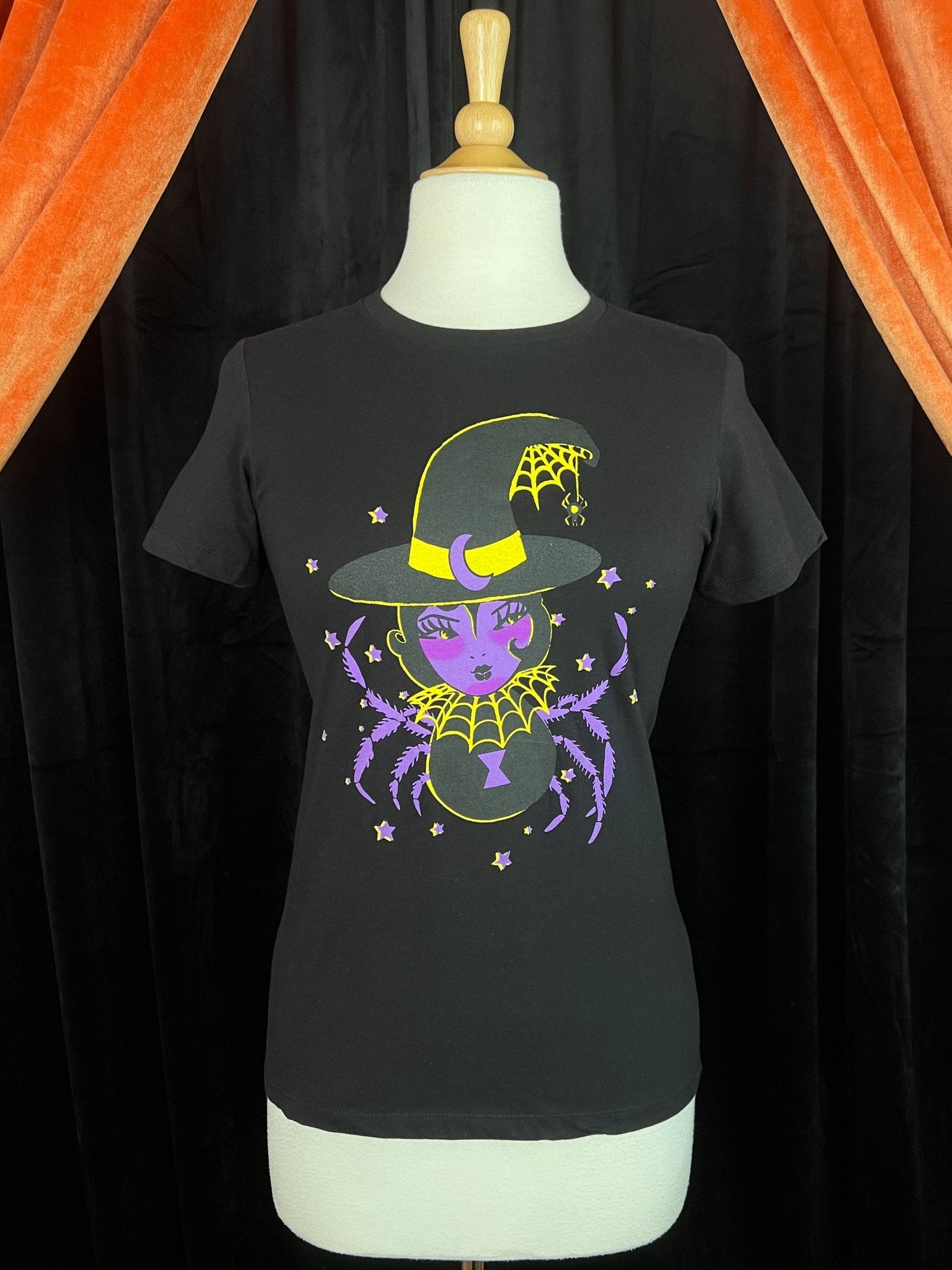 Spider Baby Fitted Graphic Tee in Black XL by Mischief Made by Quirks! at Shirley Shoppe