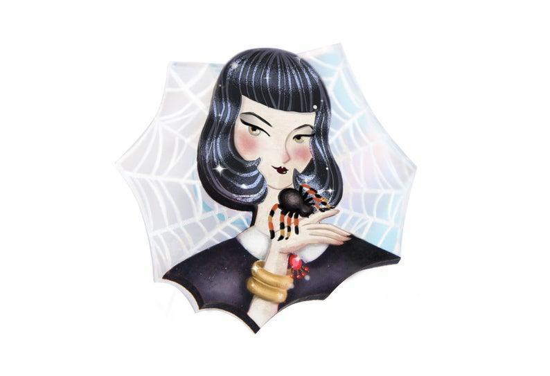 Spider Woman with Web Brooch by Laliblue by Quirks! at Shirley Shoppe