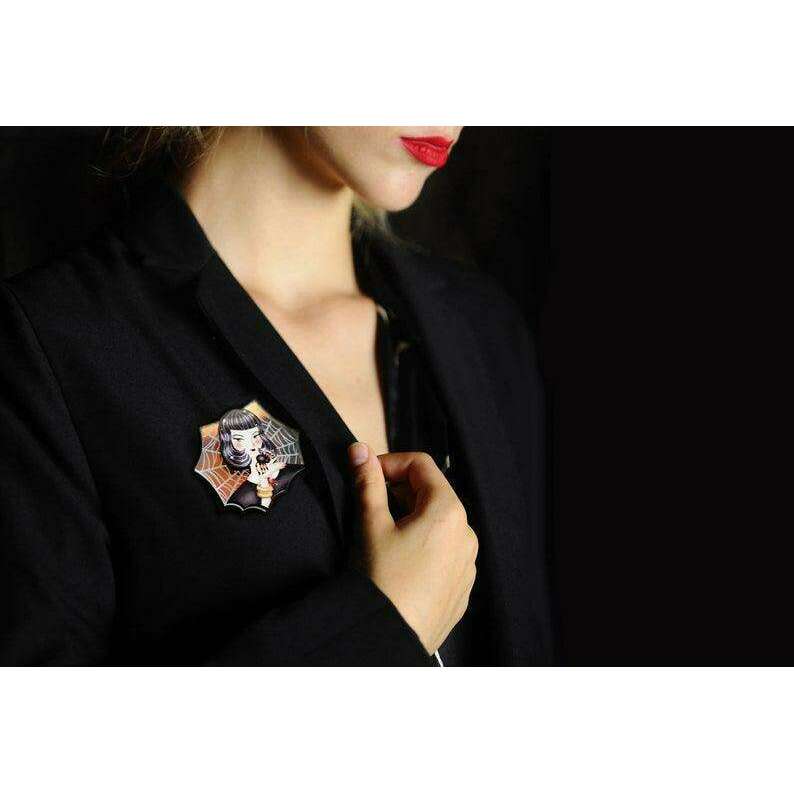 Spider Woman with Web Brooch by Laliblue