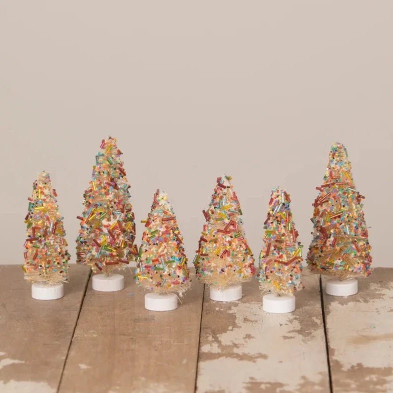 Sprinkles Bottle Brush Trees Set of 6 by Bethany Lowe Designs by Quirks! at Shirley Shoppe