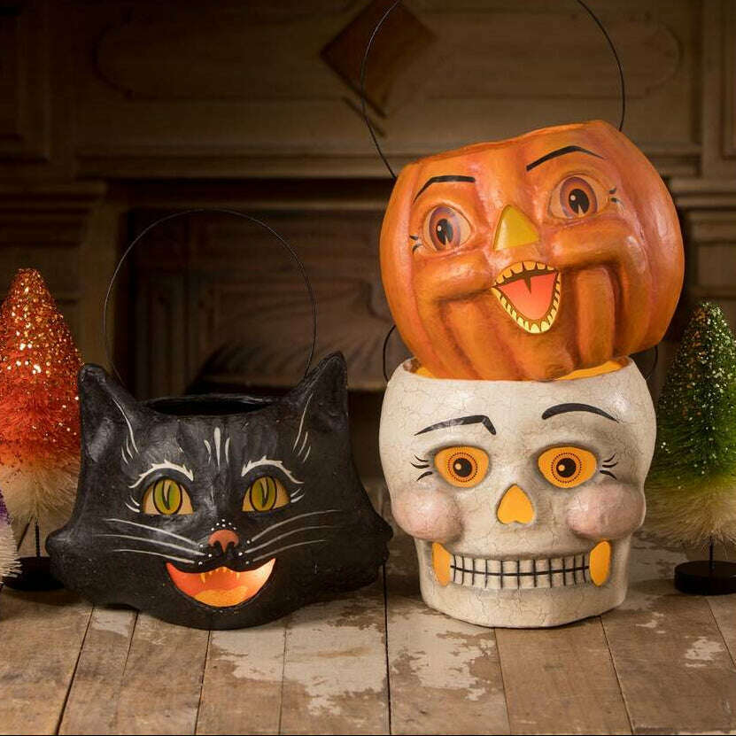 Spunky Pumpkin Bucket Paper Mache by Bethany Lowe Designs